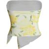 imageMilumia Women Floral Mesh Strapless Ruched Tube Top Split Hem Sleeveless Bandeau Crop TopsButter Yellow