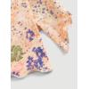 imageMilumia Women Floral Mesh Strapless Ruched Tube Top Split Hem Sleeveless Bandeau Crop TopsCoral Apricot