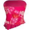 imageMilumia Women Floral Mesh Strapless Ruched Tube Top Split Hem Sleeveless Bandeau Crop TopsHot Pink