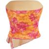 imageMilumia Women Floral Mesh Strapless Ruched Tube Top Split Hem Sleeveless Bandeau Crop TopsLight Pink Brown