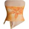 imageMilumia Women Floral Mesh Strapless Ruched Tube Top Split Hem Sleeveless Bandeau Crop TopsMustard Yellow