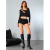 imageMilumia Women Lace Up Low Waisted Mini Shorts Tie Side Knot Rave Skinny Hot ShortsBlack