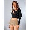 imageMilumia Women Lace Up Low Waisted Mini Shorts Tie Side Knot Rave Skinny Hot ShortsKhaki