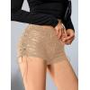 imageMilumia Women Lace Up Low Waisted Mini Shorts Tie Side Knot Rave Skinny Hot ShortsKhaki