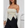 imageMilumia Women Mesh Tube Tops Split Hem Going Out Strapless Bandeau Tops Ruched Tank ShirtsApricot