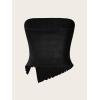 imageMilumia Women Mesh Tube Tops Split Hem Going Out Strapless Bandeau Tops Ruched Tank ShirtsBlack