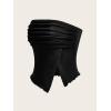 imageMilumia Women Mesh Tube Tops Split Hem Going Out Strapless Bandeau Tops Ruched Tank ShirtsBlack