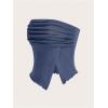 imageMilumia Women Mesh Tube Tops Split Hem Going Out Strapless Bandeau Tops Ruched Tank ShirtsBlue