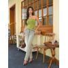 imageMilumia Women Mesh Tube Tops Split Hem Going Out Strapless Bandeau Tops Ruched Tank ShirtsGreen