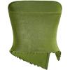 imageMilumia Women Mesh Tube Tops Split Hem Going Out Strapless Bandeau Tops Ruched Tank ShirtsGreen