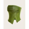 imageMilumia Women Mesh Tube Tops Split Hem Going Out Strapless Bandeau Tops Ruched Tank ShirtsGreen
