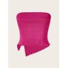 imageMilumia Women Mesh Tube Tops Split Hem Going Out Strapless Bandeau Tops Ruched Tank ShirtsHot Pink
