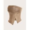 imageMilumia Women Mesh Tube Tops Split Hem Going Out Strapless Bandeau Tops Ruched Tank ShirtsKhaki