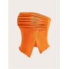 imageMilumia Women Mesh Tube Tops Split Hem Going Out Strapless Bandeau Tops Ruched Tank ShirtsOrange