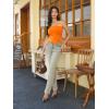 imageMilumia Women Mesh Tube Tops Split Hem Going Out Strapless Bandeau Tops Ruched Tank ShirtsOrange