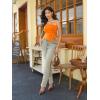 imageMilumia Women Mesh Tube Tops Split Hem Going Out Strapless Bandeau Tops Ruched Tank ShirtsOrange