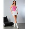 imageMilumia Women Mesh Tube Tops Split Hem Going Out Strapless Bandeau Tops Ruched Tank ShirtsPink