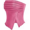 imageMilumia Women Mesh Tube Tops Split Hem Going Out Strapless Bandeau Tops Ruched Tank ShirtsPink