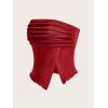 imageMilumia Women Mesh Tube Tops Split Hem Going Out Strapless Bandeau Tops Ruched Tank ShirtsRed