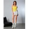 imageMilumia Women Mesh Tube Tops Split Hem Going Out Strapless Bandeau Tops Ruched Tank ShirtsYellow