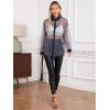 imageMilumia Women Striped Mesh Sheer Button Up Shirt Long Sleeve Drop Shoulder Blouse TopDark Blue
