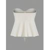 imageMilumia Women Tie Front Ruched Tube Top Strapless Flared Hem Peplum Bandeau TopsBeige