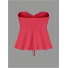 imageMilumia Women Tie Front Ruched Tube Top Strapless Flared Hem Peplum Bandeau TopsCoral Pink
