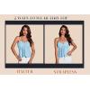 imageMilumia Women Tie Front Ruched Tube Top Strapless Flared Hem Peplum Bandeau TopsLight Blue