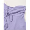 imageMilumia Women Tie Front Ruched Tube Top Strapless Flared Hem Peplum Bandeau TopsLilac Purple