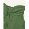 imageMilumia Women Tie Front Ruched Tube Top Strapless Flared Hem Peplum Bandeau TopsOlive Green