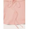 imageMilumia Women Tie Front Ruched Tube Top Strapless Flared Hem Peplum Bandeau TopsPink
