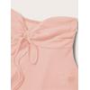 imageMilumia Women Tie Front Ruched Tube Top Strapless Flared Hem Peplum Bandeau TopsPink