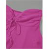 imageMilumia Women Tie Front Ruched Tube Top Strapless Flared Hem Peplum Bandeau TopsRed Violet