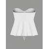 imageMilumia Women Tie Front Ruched Tube Top Strapless Flared Hem Peplum Bandeau TopsWhite