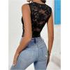 imageMilumia WomenS See Through Lace Bodysuits Sleeveless Deep V Neck Body SuitsBlack