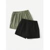 imageMilumia Womens 2 Pack Bowtie Side Wrap Skort Elastic Waist Solid Linen ShortsBlack and Green