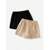 imageMilumia Womens 2 Pack Bowtie Side Wrap Skort Elastic Waist Solid Linen ShortsKhaki and Black