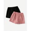 imageMilumia Womens 2 Pack Bowtie Side Wrap Skort Elastic Waist Solid Linen ShortsPink and Black