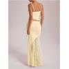imageMilumia Womens 2 Piece Outfits Ruffle Trim Cami Crop Top and Low Rise Maxi Skirt SetApricot