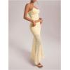 imageMilumia Womens 2 Piece Outfits Ruffle Trim Cami Crop Top and Low Rise Maxi Skirt SetApricot