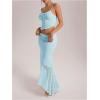 imageMilumia Womens 2 Piece Outfits Ruffle Trim Cami Crop Top and Low Rise Maxi Skirt SetLight Blue