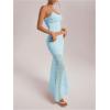 imageMilumia Womens 2 Piece Outfits Ruffle Trim Cami Crop Top and Low Rise Maxi Skirt SetLight Blue