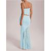 imageMilumia Womens 2 Piece Outfits Ruffle Trim Cami Crop Top and Low Rise Maxi Skirt SetLight Blue