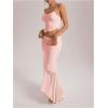 imageMilumia Womens 2 Piece Outfits Ruffle Trim Cami Crop Top and Low Rise Maxi Skirt SetLight Pink