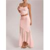imageMilumia Womens 2 Piece Outfits Ruffle Trim Cami Crop Top and Low Rise Maxi Skirt SetLight Pink