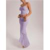 imageMilumia Womens 2 Piece Outfits Ruffle Trim Cami Crop Top and Low Rise Maxi Skirt SetMauve Purple