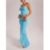 imageMilumia Womens 2 Piece Outfits Ruffle Trim Cami Crop Top and Low Rise Maxi Skirt SetMint Blue