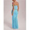imageMilumia Womens 2 Piece Outfits Ruffle Trim Cami Crop Top and Low Rise Maxi Skirt SetMint Blue