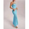 imageMilumia Womens 2 Piece Outfits Ruffle Trim Cami Crop Top and Low Rise Maxi Skirt SetMint Blue