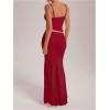 imageMilumia Womens 2 Piece Outfits Ruffle Trim Cami Crop Top and Low Rise Maxi Skirt SetRed